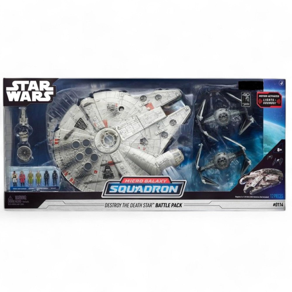 Star Wars Micro Galaxy Squadron: Destroy the Death Star Battle Pack - Millennium Falcon & Tie Interceptors